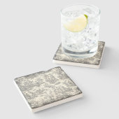 ヴィンテージの白黒のトワールデジュウパターン ストーンコースター (横)