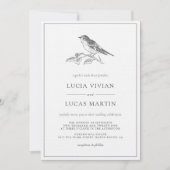 ヴィンテージの白黒の写真結婚 招待状 (正面)