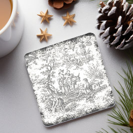 ヴィンテージの白黒の木のトワールデジュウプリント ストーンコースター