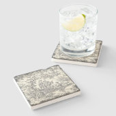 ヴィンテージの白黒の木のトワールデジュウプリント ストーンコースター (横)