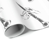 ヴィンテージの白黒はクラリネットの中枢神経刺激剤グッドマンを渡します ラッピングペーパー (ロールコーナー)