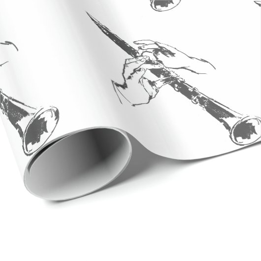 ヴィンテージの白黒はクラリネットの中枢神経刺激剤グッドマンを渡します ラッピングペーパー (ロールコーナー)