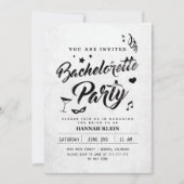 ヴィンテージの白黒バチェロレッテの招待状 招待状 (正面)