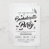 ヴィンテージの白黒バチェロレッテの招待状 招待状 (正面/裏面)