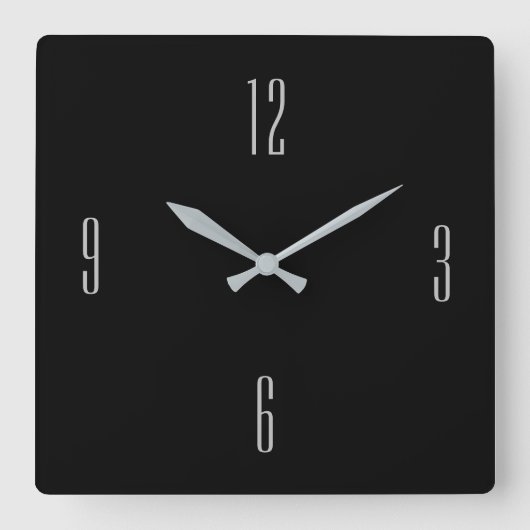 ヴィンテージの白黒ミニマリスト スクエア壁時計 (正面)