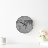 ヴィンテージの白黒世界地図 ラウンド壁時計 (ホーム)