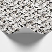 ヴィンテージの白黒王室のな動物 ラッピングペーパー (角)