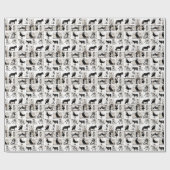 ヴィンテージの白黒王室のな動物 ラッピングペーパー (フラット)