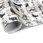ヴィンテージの白黒王室のな動物 ラッピングペーパー (ロールコーナー)