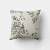 ヴィンテージの白黒花の原稿は4つを印刷します クッション (裏面)