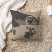 ヴィンテージの白黒軍のブルドッグの航空 クッション (ブランケット)