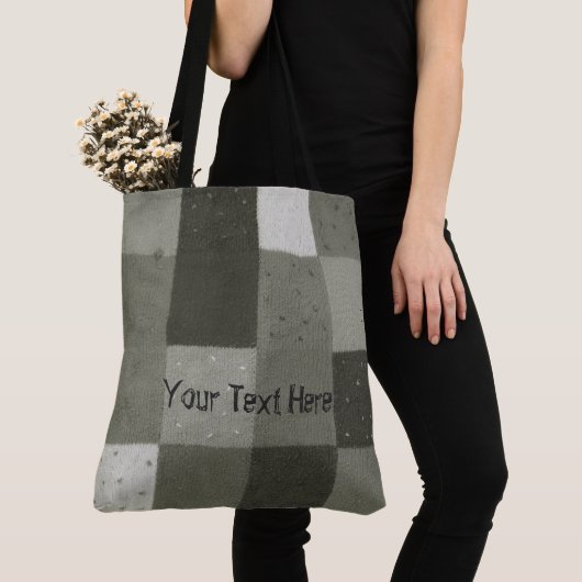 ヴィンテージの白黒knitttedパッチワークのデザイン トートバッグ (クローズアップ)