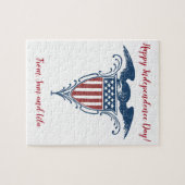 ヴィンテージの盾の赤白青のアメリカのワシの星 ジグソーパズル (横)