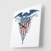 ヴィンテージの盾の赤白青のアメリカのワシの星 スクエア壁時計 (傾斜)