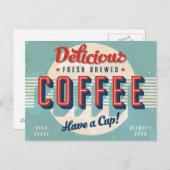 ヴィンテージの看板 – フレッシュ醸造コーヒー ポストカード (正面/裏面)