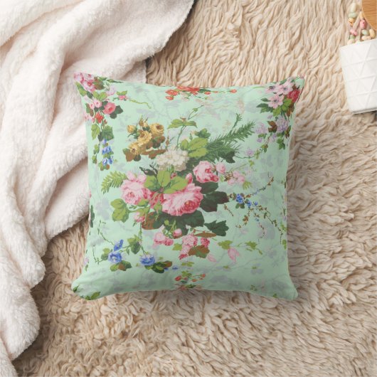 ヴィンテージの真新しいぼろぼろの花のシックなバラのバラは開花します クッション (ブランケット)