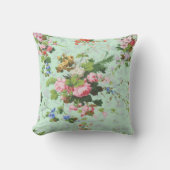 ヴィンテージの真新しいぼろぼろの花のシックなバラのバラは開花します クッション (正面)