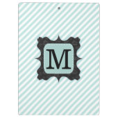 ヴィンテージの真新しい緑のストライプパターン黒のモノグラム クリップボード (裏面)