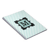 ヴィンテージの真新しい緑のストライプパターン黒のモノグラム ノートブック (右側)