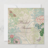 ヴィンテージの真珠及びレースのぼろぼろのシックなブライダルシャワー 招待状 (正面)