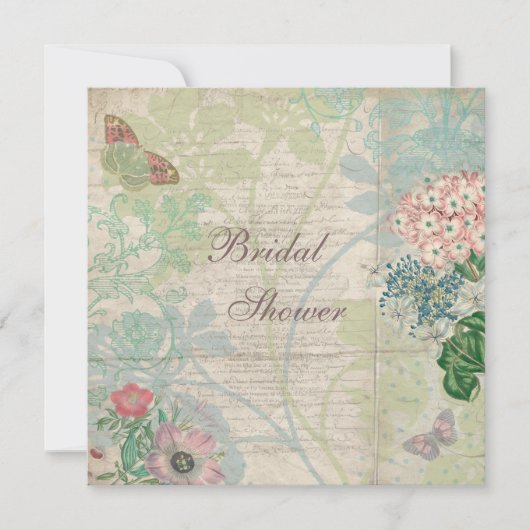 ヴィンテージの真珠及びレースのぼろぼろのシックなブライダルシャワー 招待状 (正面)