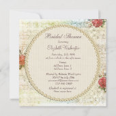 ヴィンテージの真珠及びレースのぼろぼろのシックなブライダルシャワー 招待状 (裏面)