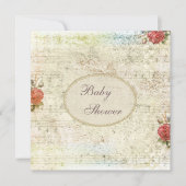 ヴィンテージの真珠及びレースのぼろぼろのシックなベビーシャワー 招待状 (正面)