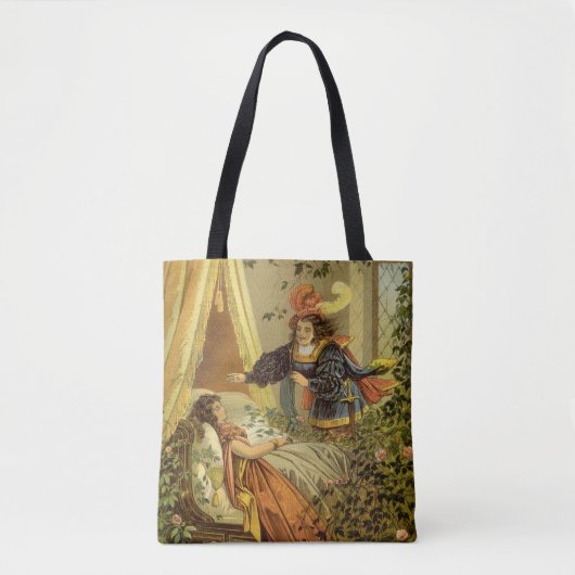ヴィンテージの眠れる美女、ビクトリアン時代の童話 トートバッグ (正面)