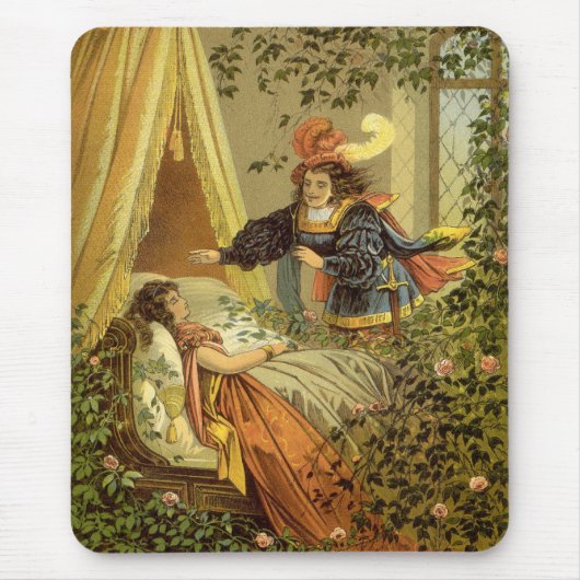 ヴィンテージの眠れる美女、ビクトリア時代の童話 マウスパッド (正面)