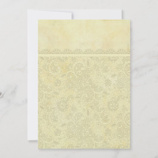 ヴィンテージの睡眠のベビーの静かにパステル調の黄色いレース 招待状 (裏面)