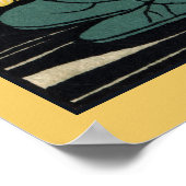 ヴィンテージの睡蓮の花の上に座る少女と蝶のポスター ポスター (角)