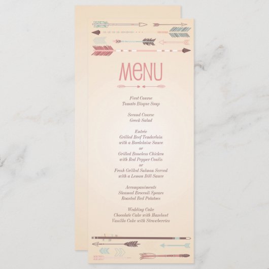 ヴィンテージの矢印メニューカード メニュー (正面/裏面)