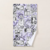 ヴィンテージの石鹸および香水のラベル-薄紫 バスタオルセット (ハンドタオル)