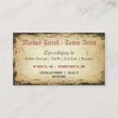 ヴィンテージの砂糖のスカルの入れ墨パーラーの名刺 名刺 (裏面)