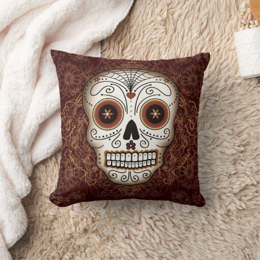 ヴィンテージの砂糖のスカルの枕 クッション (ブランケット)