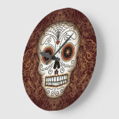 ヴィンテージの砂糖のスカルの柱時計 ラージ壁時計 (傾斜)