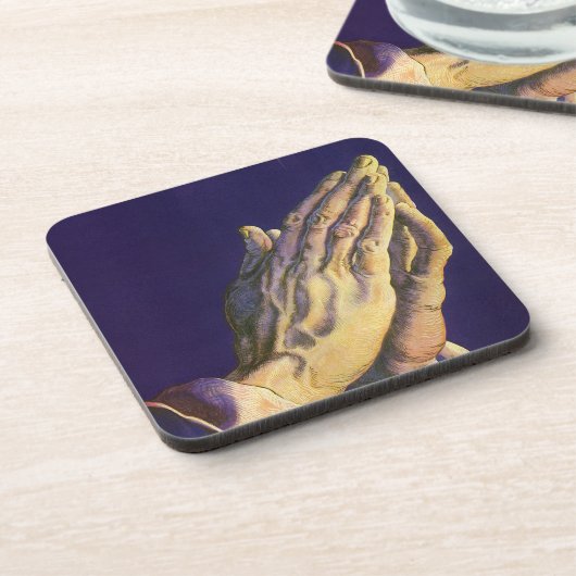 ヴィンテージの祈る手とベツレヘムの星 コースター (左側)