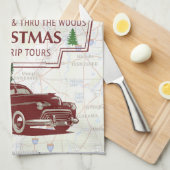 ヴィンテージの祖母のクリスマスの遠征旅行 キッチンタオル (四つ折り)