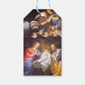 ヴィンテージの神聖な家族の出生と天使のクリスマス ギフトタグ (正面)