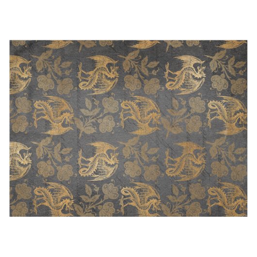 ヴィンテージの神話のファンタジーのドラゴンの壁紙 テーブルクロス (正面(横))