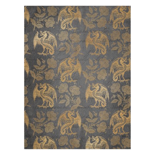 ヴィンテージの神話のファンタジーのドラゴンの壁紙 テーブルクロス (正面)