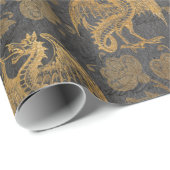 ヴィンテージの神話のファンタジーのドラゴンの壁紙 ラッピングペーパー (ロールコーナー)