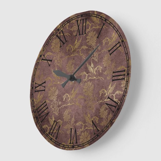 ヴィンテージの神話のファンタジーのペガソスの壁紙 ラージ壁時計 (傾斜)