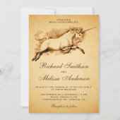 ヴィンテージの神話上のユニコーンの結婚式招待状 招待状 (正面)