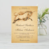 ヴィンテージの神話上のユニコーンの結婚式招待状 招待状 (スタンド正面)
