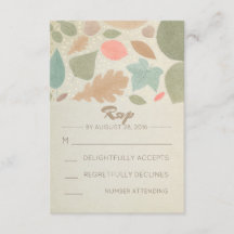 ヴィンテージの秋およびRSVPを結婚する金ゴールドの点