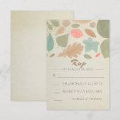 ヴィンテージの秋およびRSVPを結婚する金ゴールドの点 出欠カード (正面/裏面)