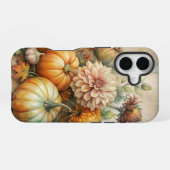 ヴィンテージの秋のかぼちゃの花のシーン iPhone 16ケース (裏面横)