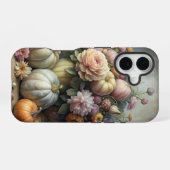 ヴィンテージの秋のかぼちゃの花のシーン iPhone 16ケース (裏面横)