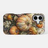 ヴィンテージの秋のかぼちゃの花のシーン iPhone 16ケース (裏面横)